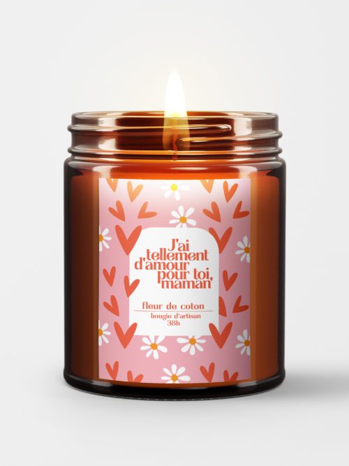 Bougie en pot d'apothicaire bonne fête, J'ai tellement d'amour pour toi, maman